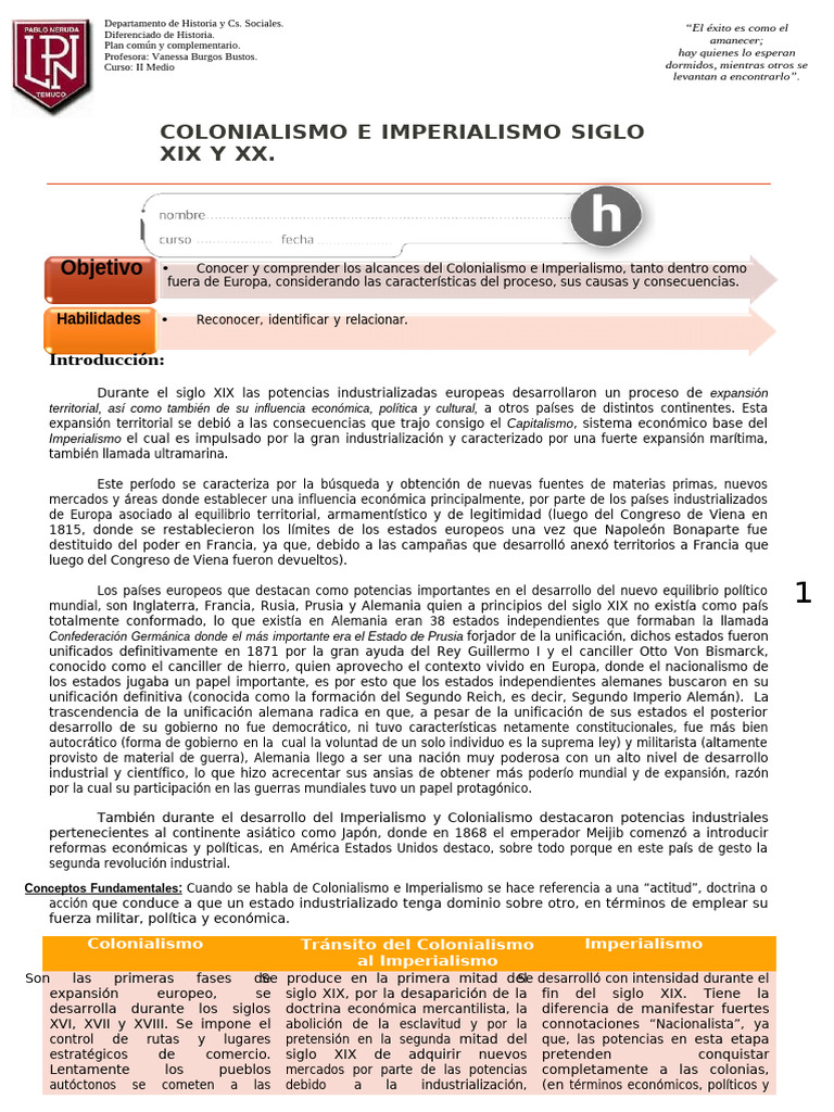 HISTORIA Imperialismo y Colonialismo | PDF | Colonialismo | imperio Alemán