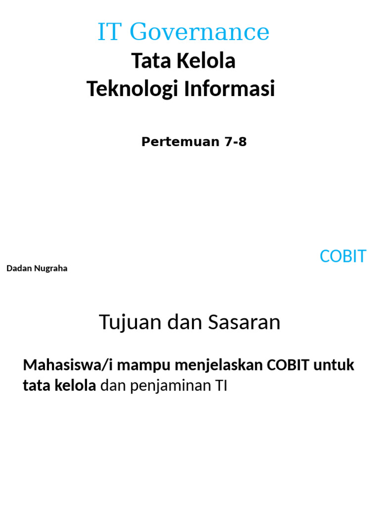 Panduan COBIT untuk Tata Kelola TI | PDF