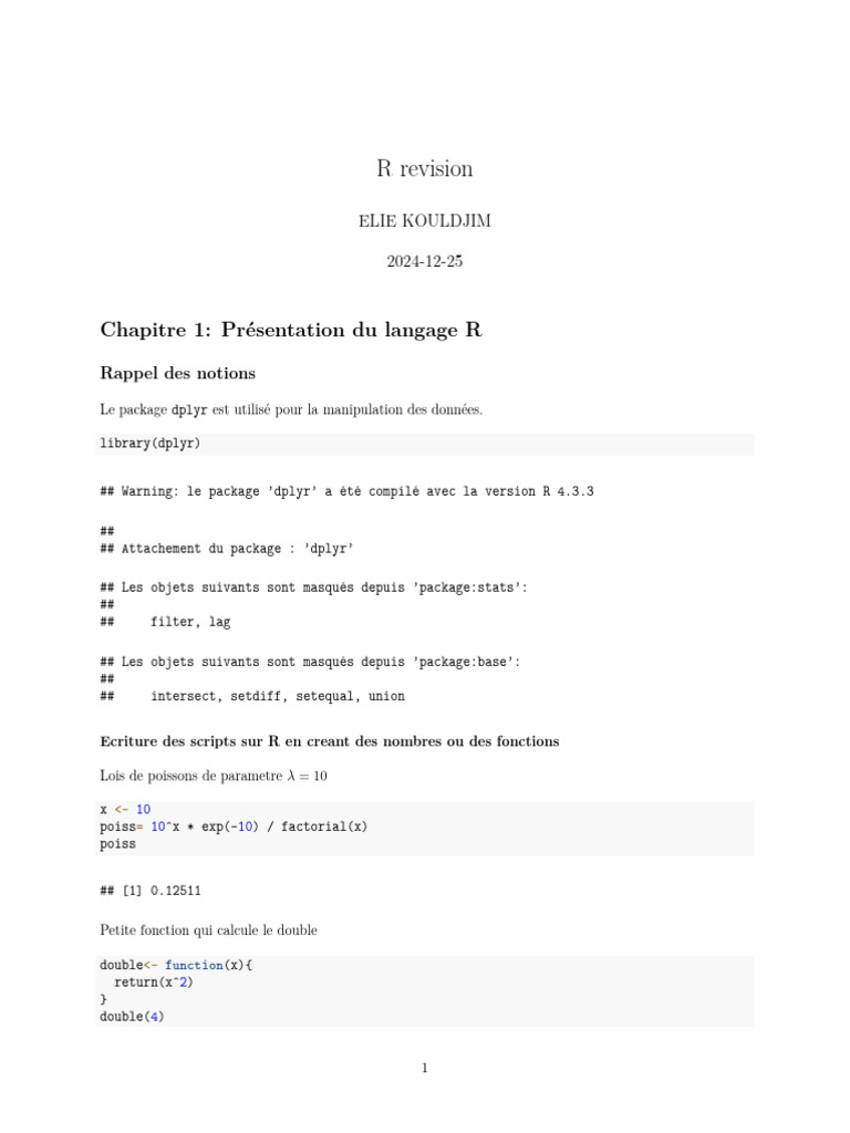 Introduction au langage R et dplyr | PDF | Programmation informatique ...