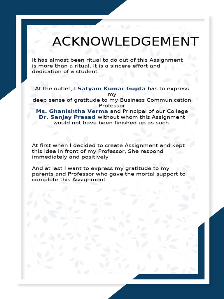 Acknowledgment of Assignment Support | PDF