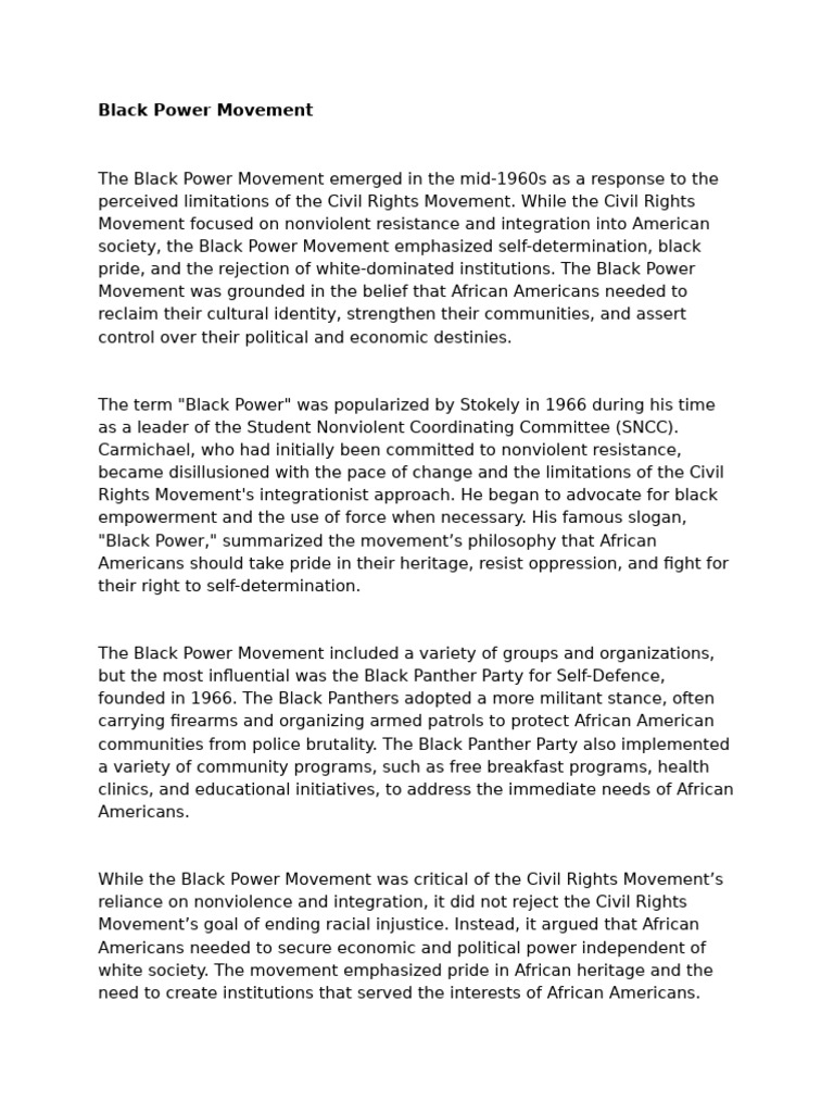 Overview of the Black Power Movement | PDF | Black Power | Social Movements