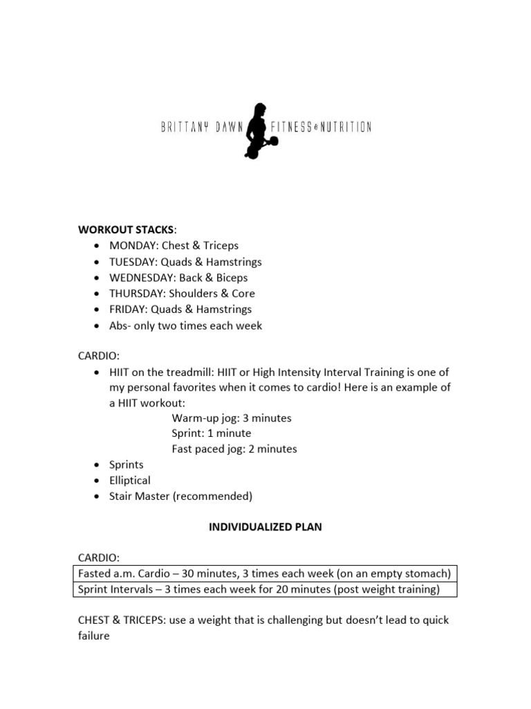Individualized Workout Plan | PDF | High Intensity Interval Training ...