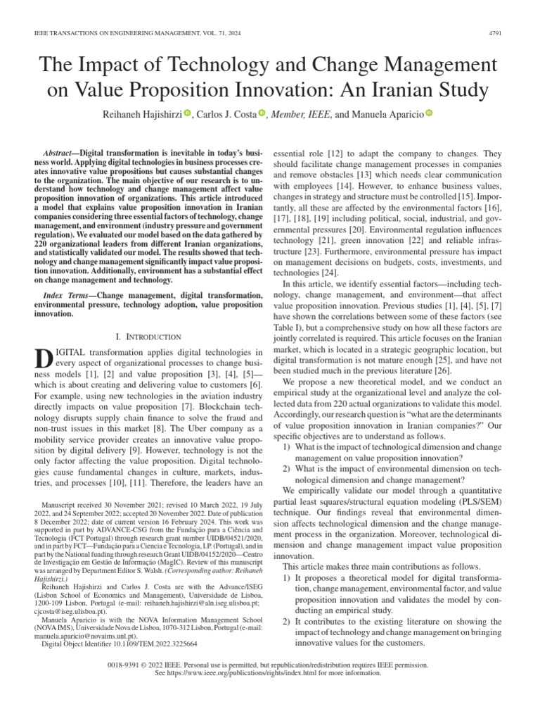 The Impact of Technology and Change Management On Value Proposition ...