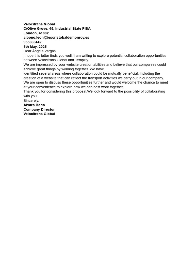 Collaboration Proposal with Templify | PDF