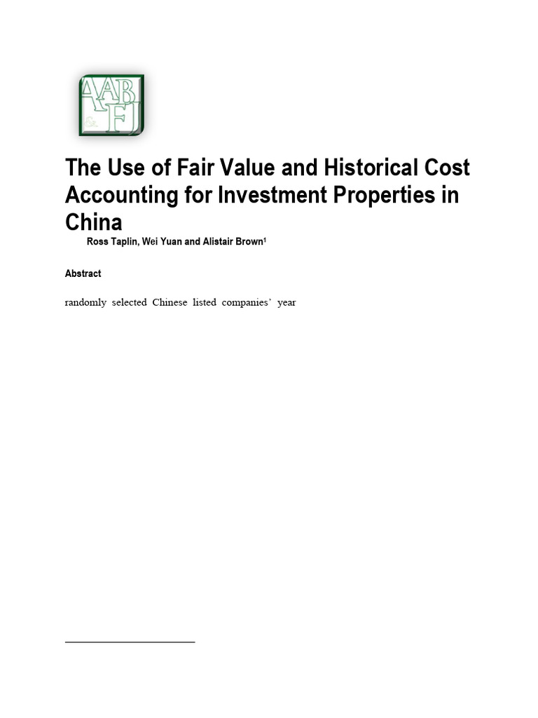 Fair Value vs. Historical Cost in China | PDF | Fair Value ...