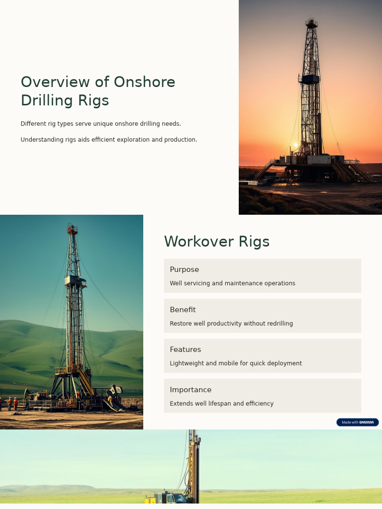 Onshore Drilling Rigs Overview and Types | PDF | Drilling Rig | Oil Well