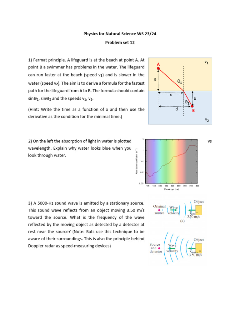 Physics Problem Set: Waves and Light | PDF