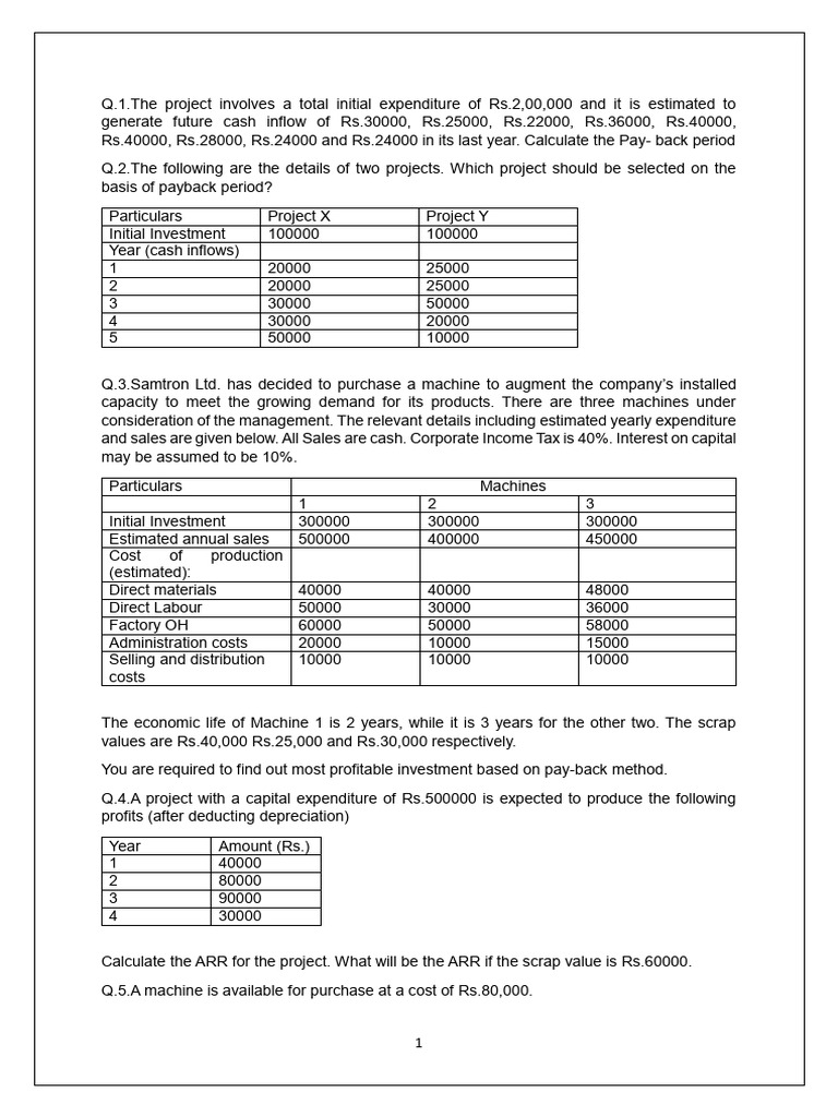 Practice Question-Capital Budgeting | PDF | Net Present Value ...