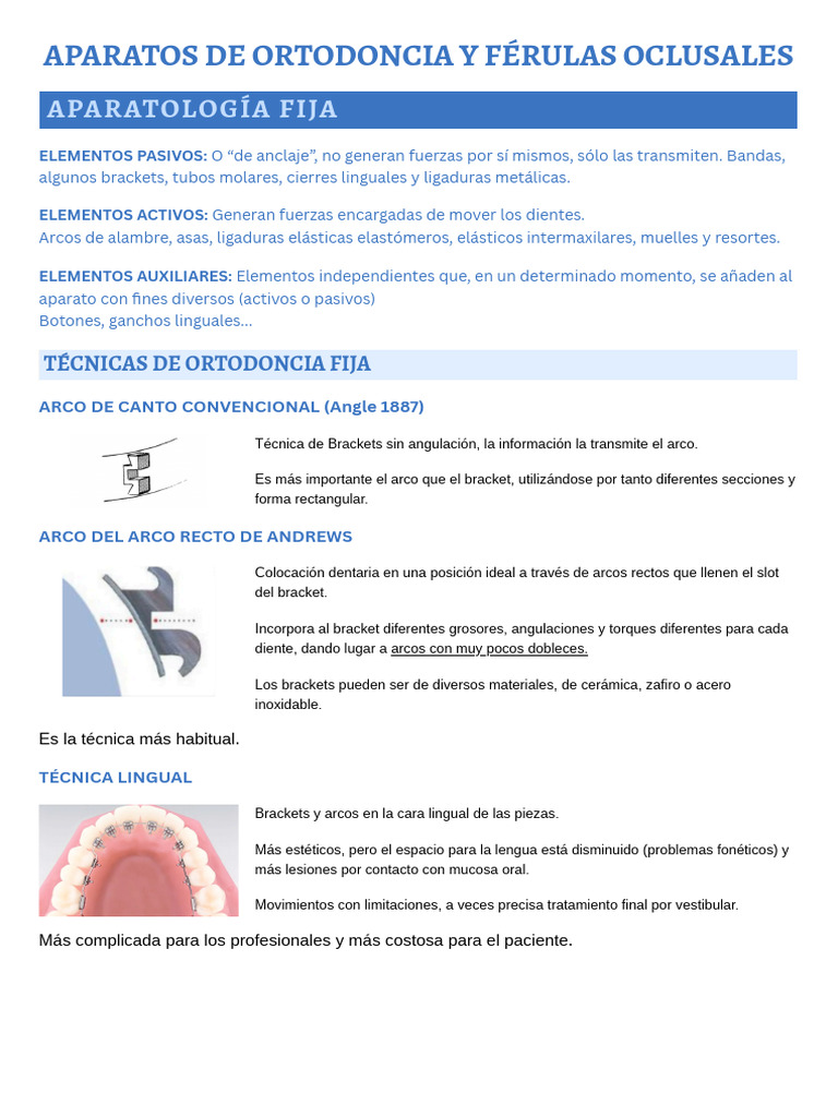 Tipos de Aparatos de Ortodoncia | PDF | Ortodoncia | Ramas de Odontología