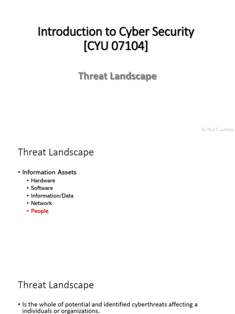Understanding the Cyber Threat Landscape | PDF | Security | Computer ...