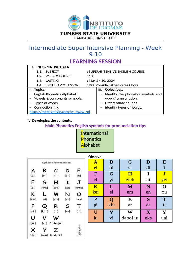 Super-Intensive English Course Plan | PDF | Adjective | English Language