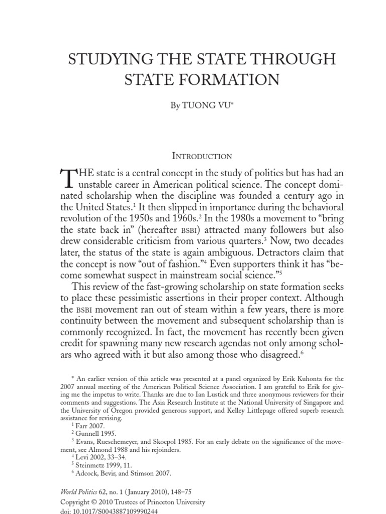 Studying The State Through State Formation by Tuong Vu PDF