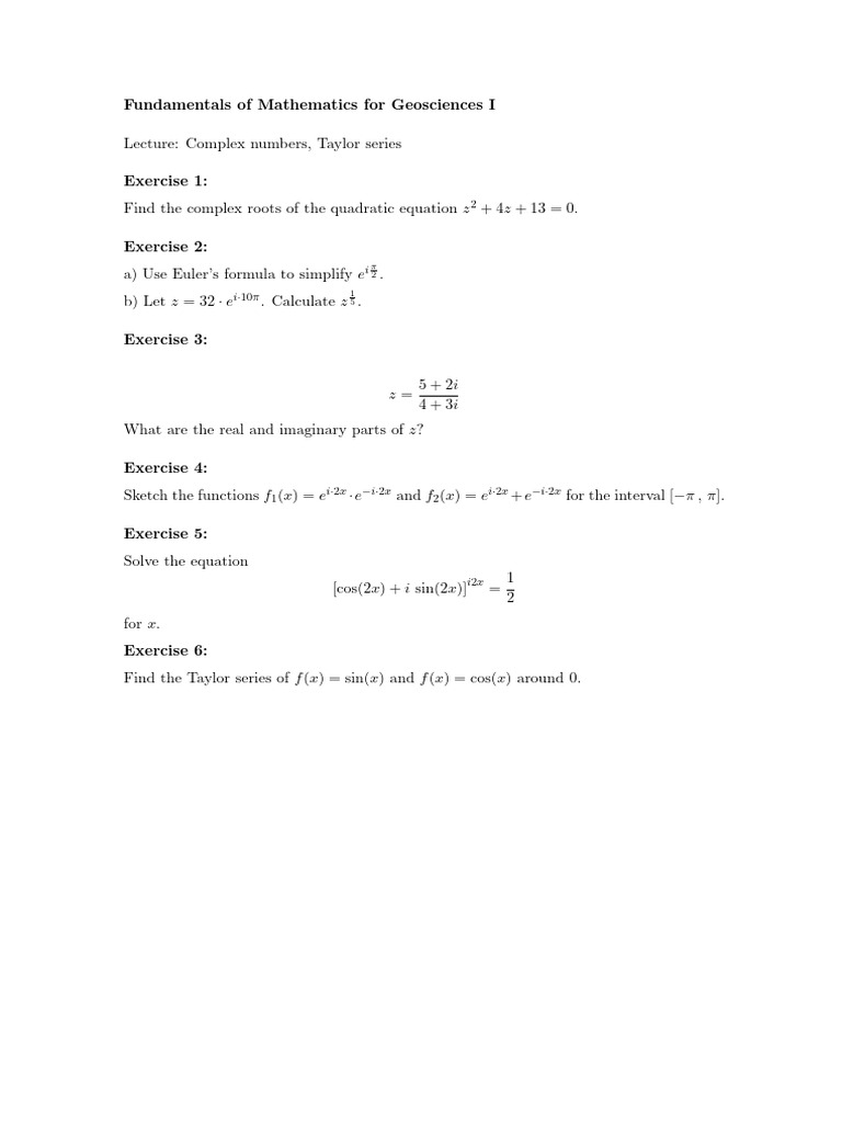 Exercise 4 Complex Taylor | PDF