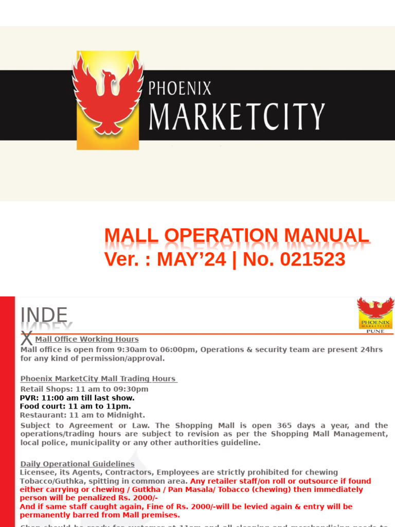 Mall Operations and Regulations Manual | PDF | License | Valve