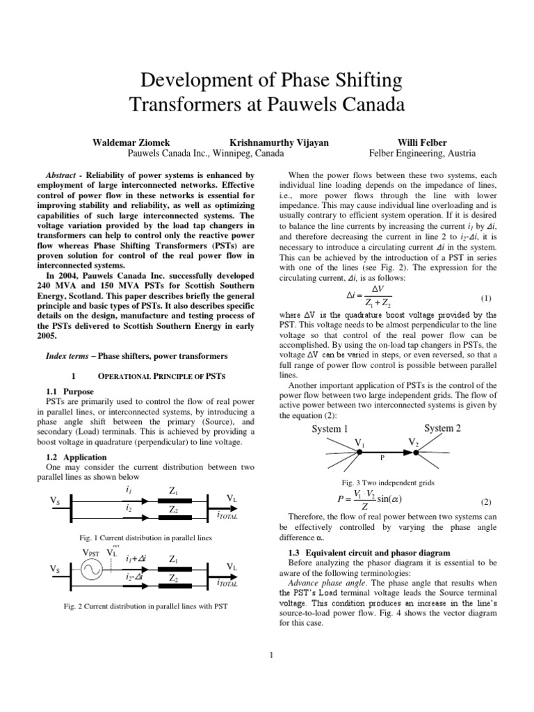 Phase Shifting Transformers Overview | PDF | Transformer | Electrical ...