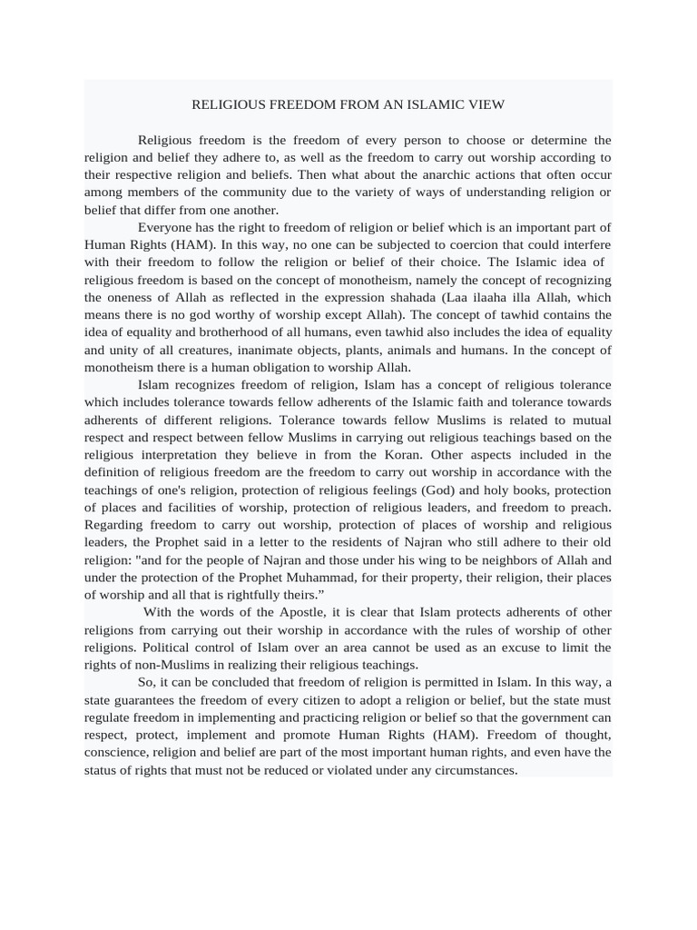 Religious Freedom | PDF | Tawhid | Freedom Of Religion