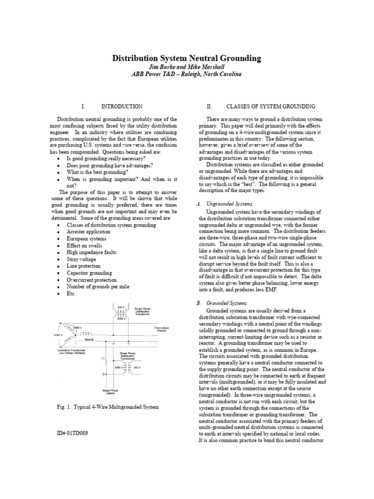 Understanding Distribution Neutral Grounding | PDF | Transformer ...