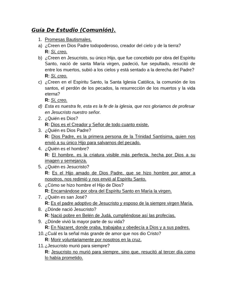 Guía de Fe para la Comunión Católica | PDF | Dios el padre | Jesús