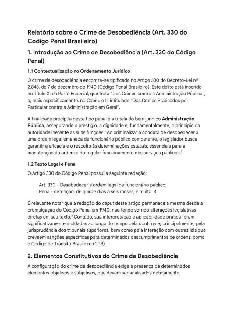 Crime de Desobediência no Código Penal | PDF | Crimes | Crime e Violência