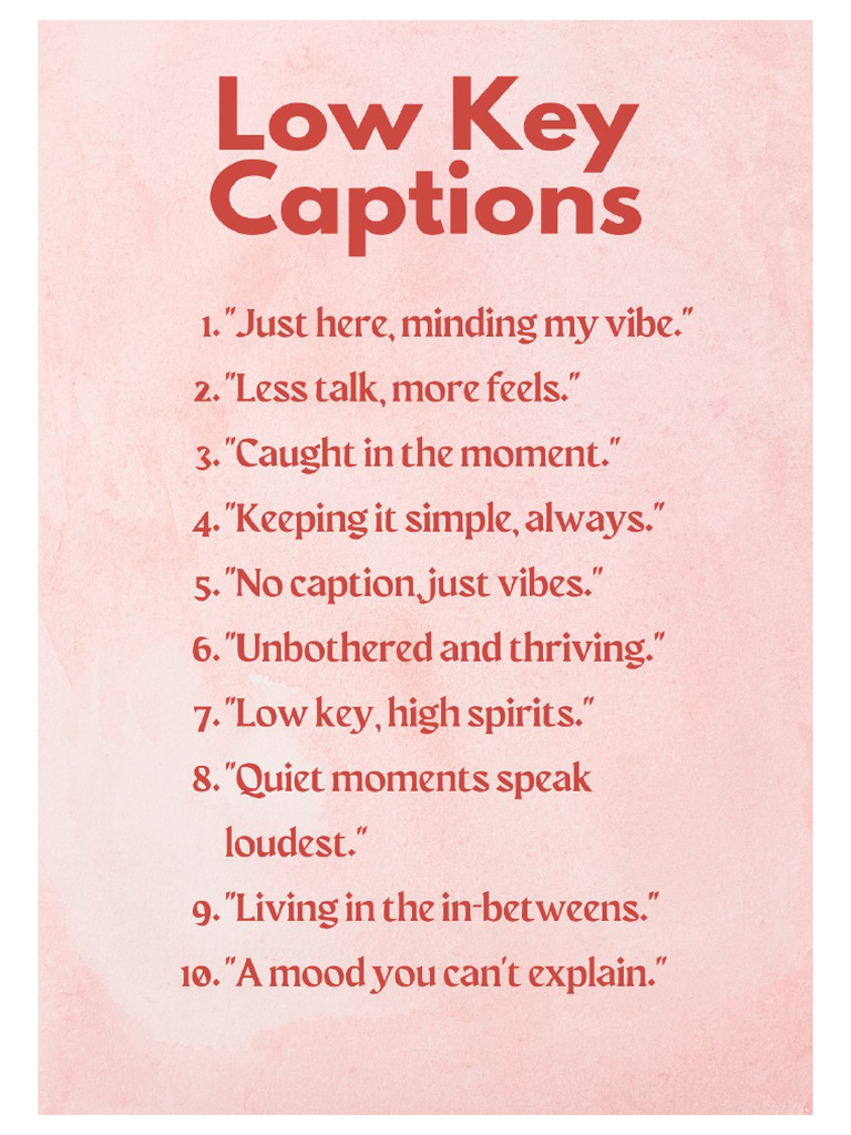 Low Key Captions Pdf 