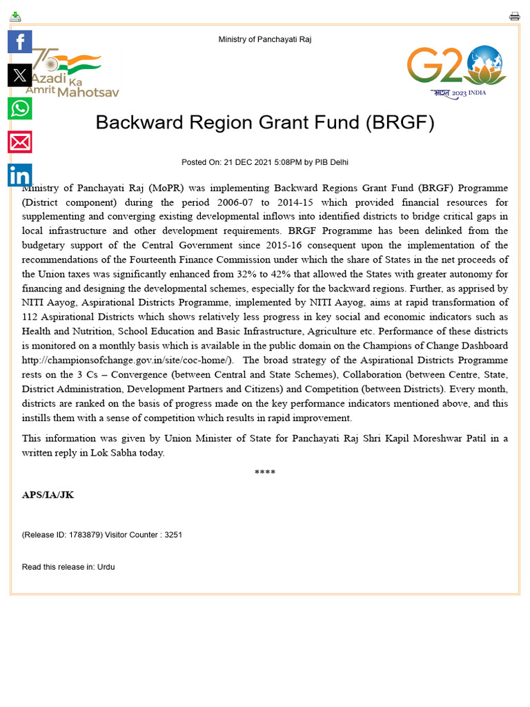 Backward Region Grant Fund Overview | PDF