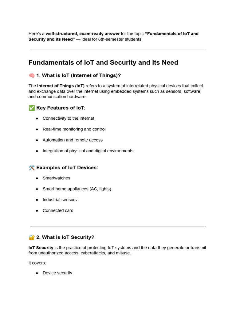 IoT Fundamentals and Security Overview | PDF | Internet Of Things ...
