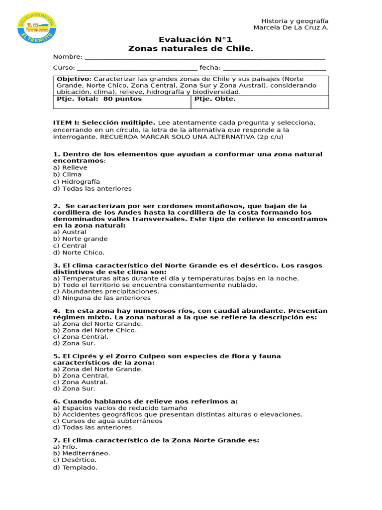 Zonas Naturales de Chile para Niños | PDF | Chile | Andes