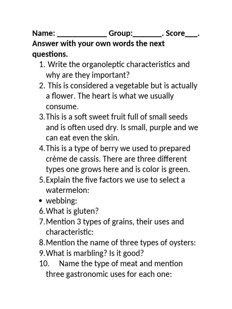 Gastronomy QUIZ | PDF
