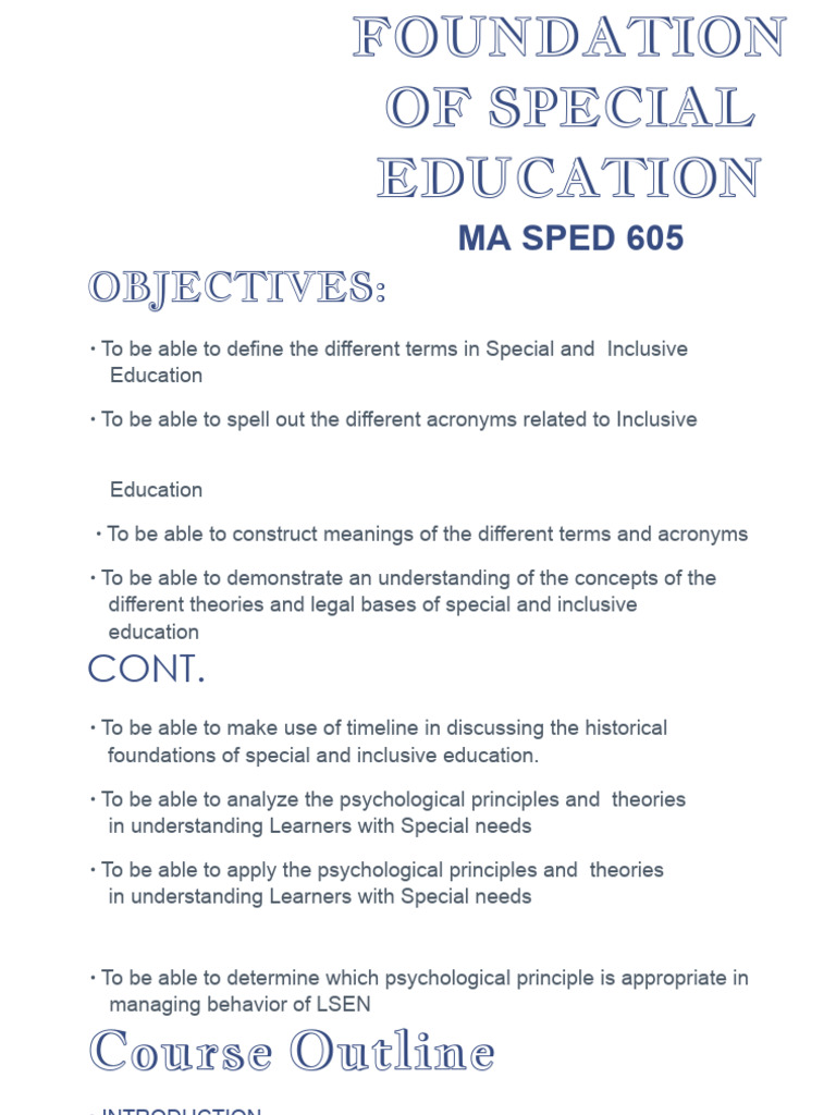 Foundations of Special Education Overview | PDF | Learning | Special ...