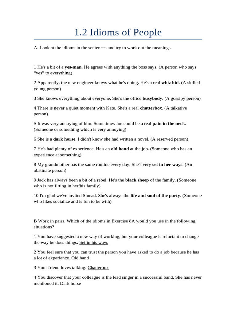 1.2 Idioms For People | PDF