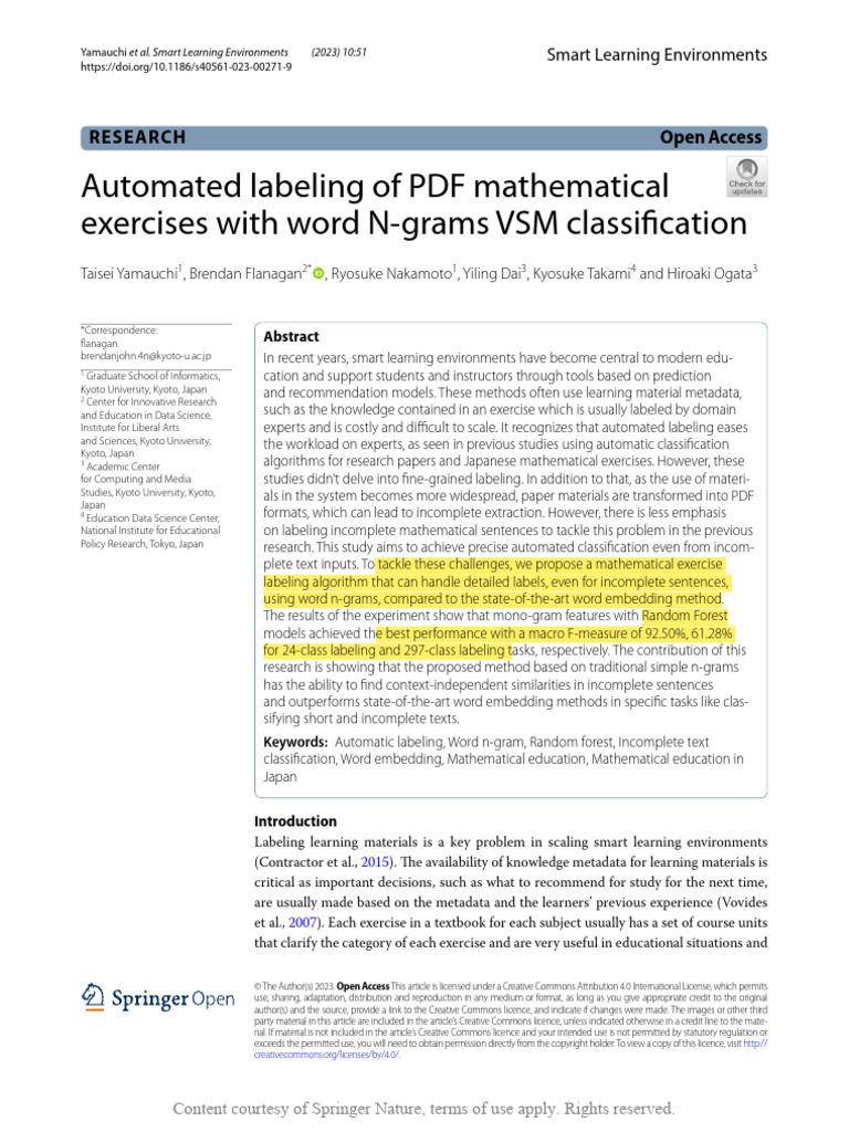 3 Automated Labeling of PDF Mathematical Exercises W | PDF ...