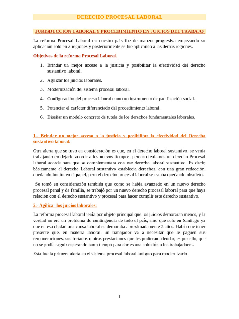 Reforma del Derecho Procesal Laboral | PDF | Ley procesal | Demanda ...