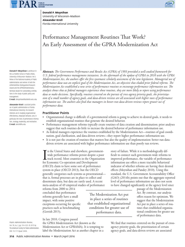 Assessing the GPRA Modernization Act | PDF | Goal | Likert Scale