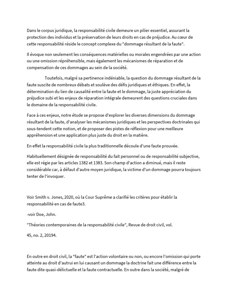 Dommage et responsabilité civile en droit | PDF | Droit des obligations ...
