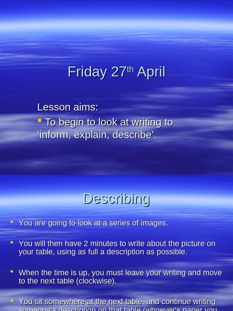 Writing to Inform and Describe | PDF