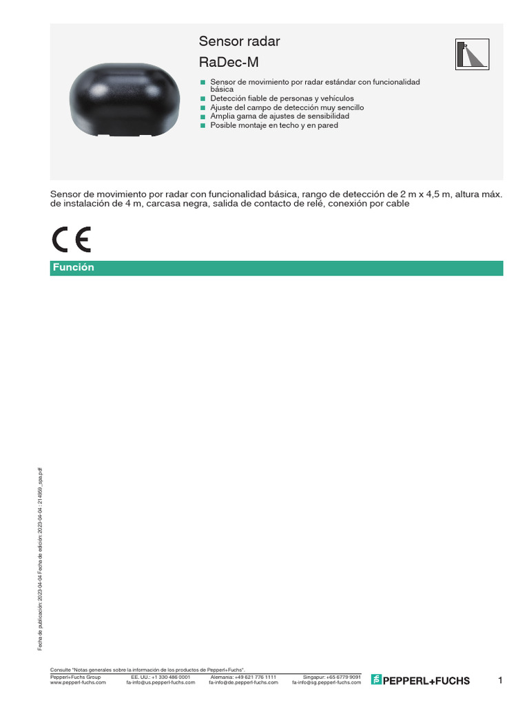 Sensor Radar Radec-M: Función | PDF