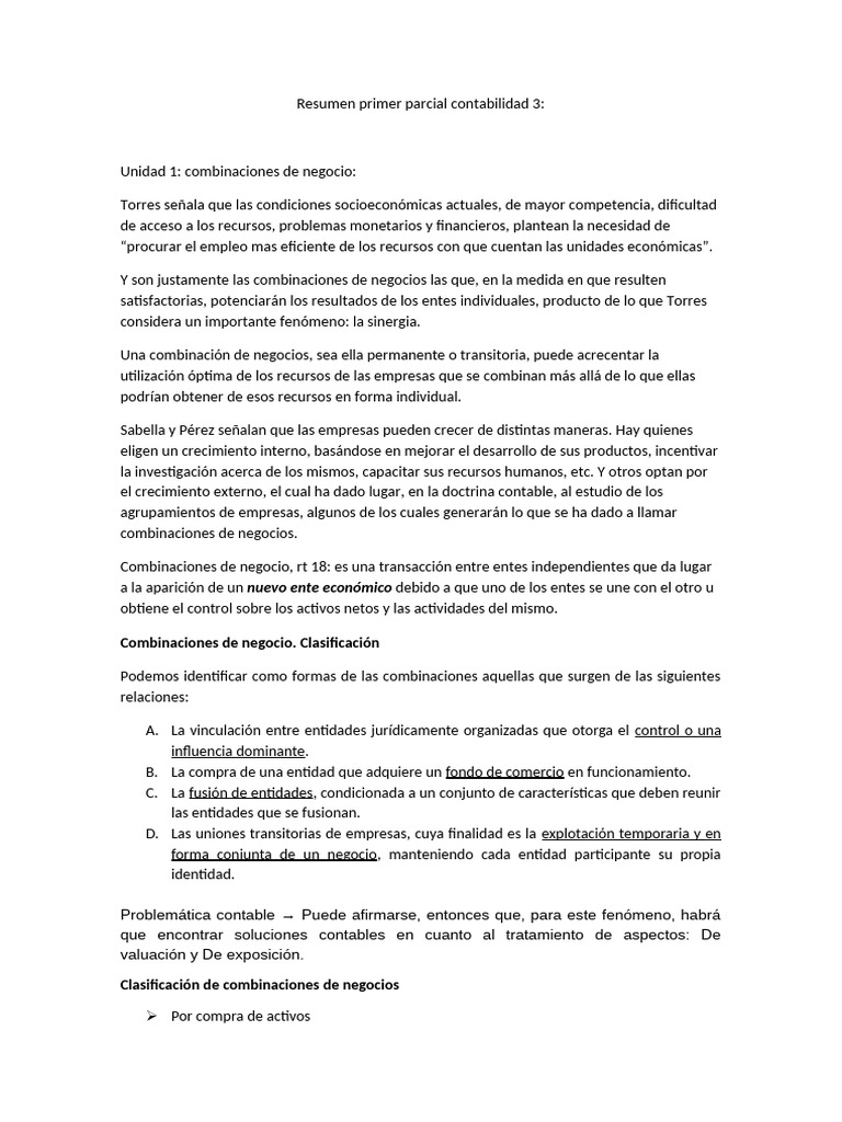 Resumen Primer Parcial Contabilidad 3 | PDF | Compartir (Finanzas ...