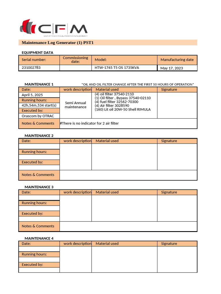 Ge 1-Register - of - Maintenance | PDF