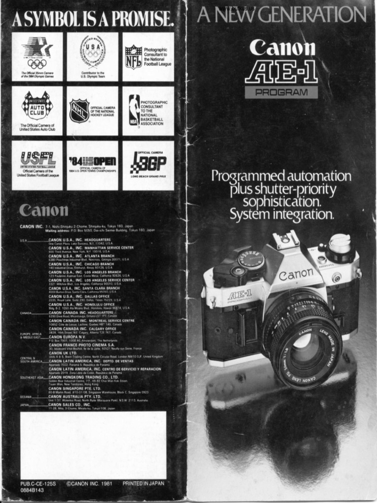 Canon Ae 1 Program System | PDF | Aperture | Shutter (Photography)