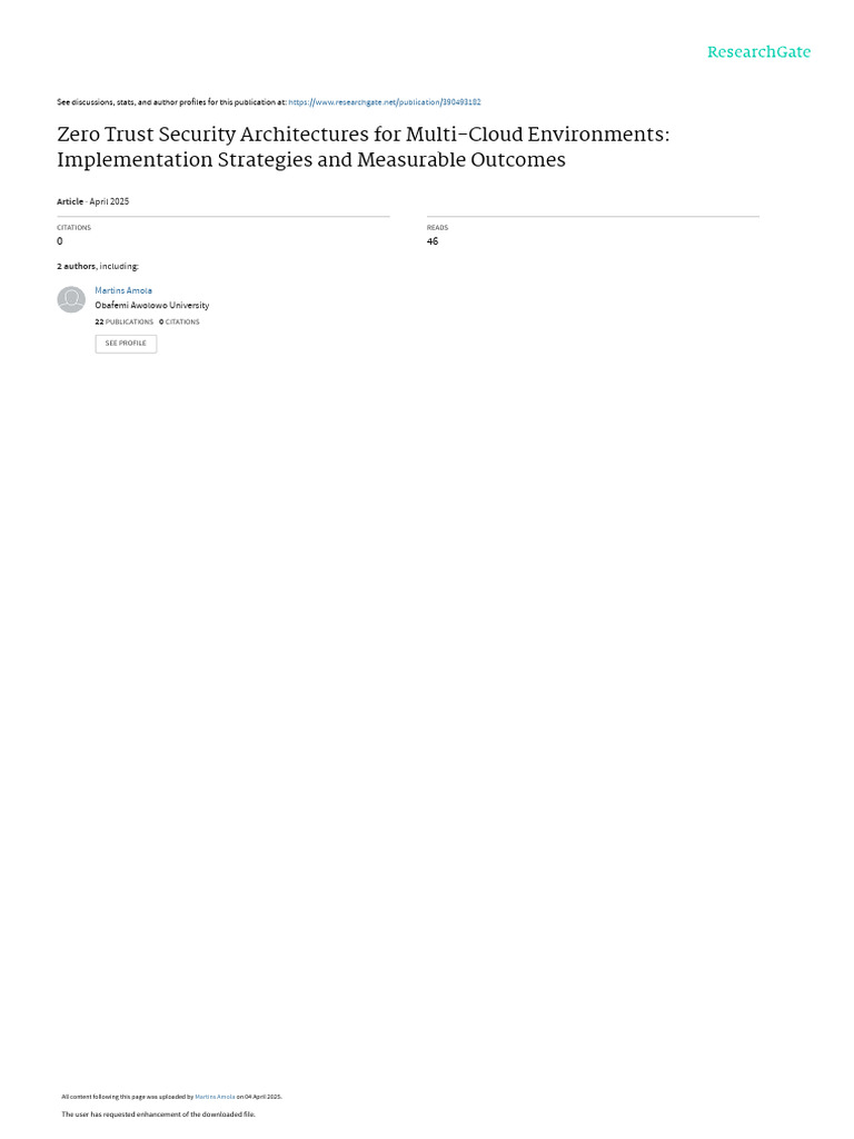Zero Trust Security Architecturesfor Multi | PDF | Security | Computer ...