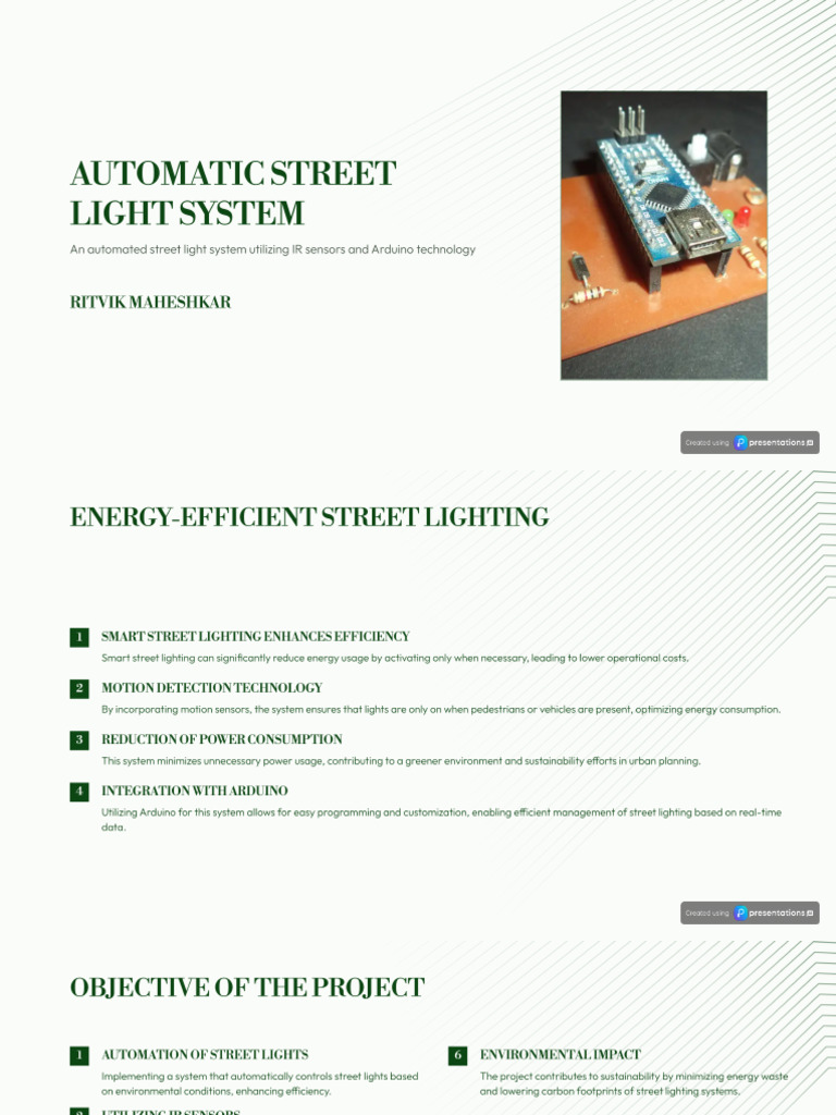 Automatic Street Light System Using IR Sensors and Arduino | PDF