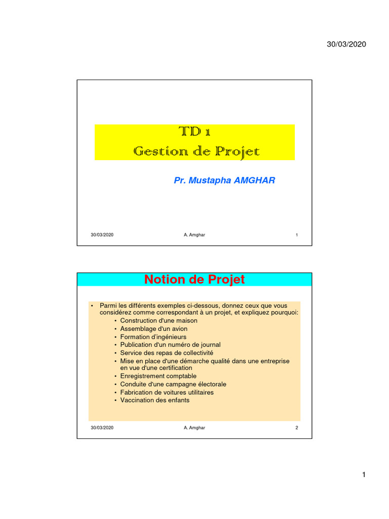 Notions et Outils de Gestion de Projet | PDF | Gestion de projet