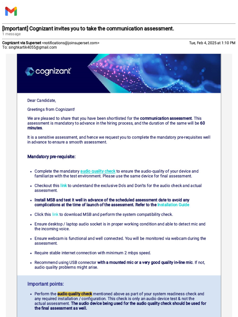Cognizant Communication Assessment Guide | PDF | Computing