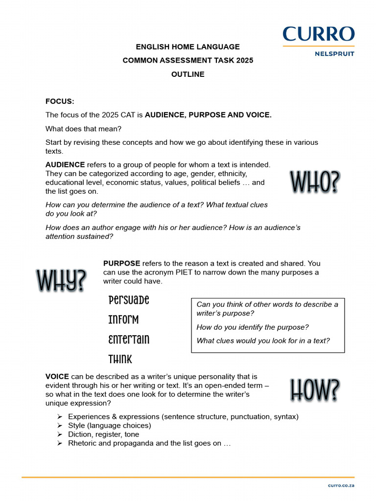 2025 English CAT: Audience & Purpose | PDF | Human Communication