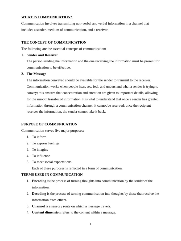 Communication Skills Notes TIBS Jos-1 | PDF | Communication ...