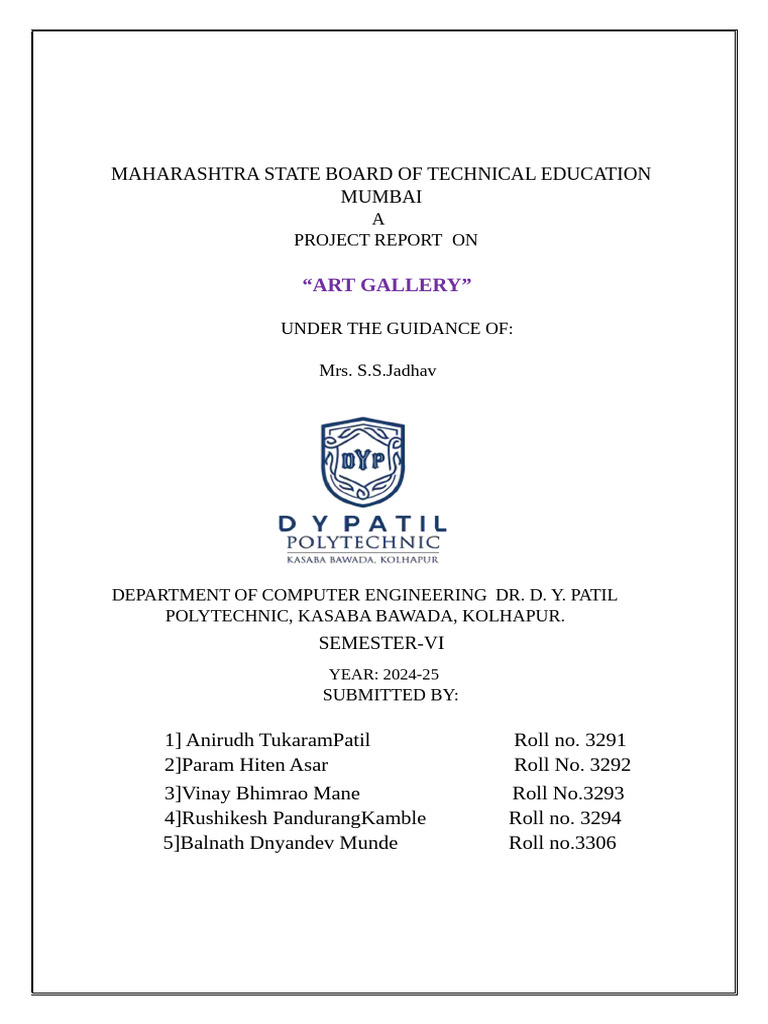 Art Gallery Project Report 2024-25 | PDF