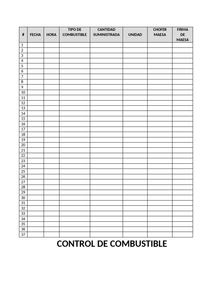 Control de Combustible Detallado | PDF