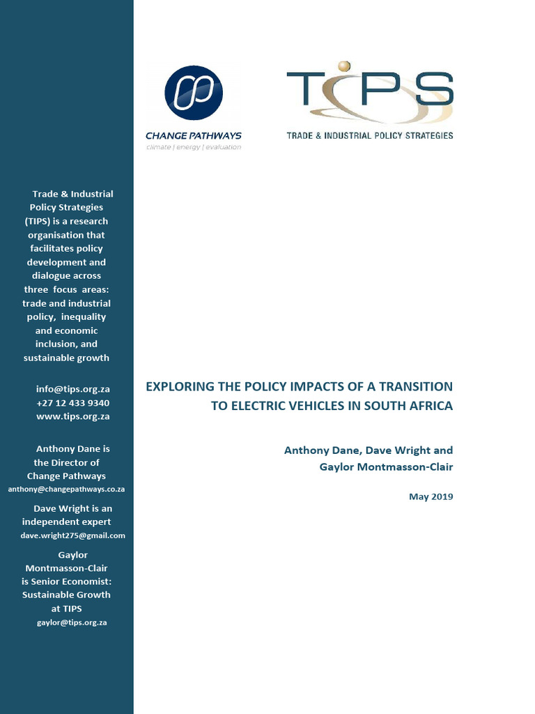 TIPS and CP 2019 Exploring The Impacts of EVs in South Africa Policy ...