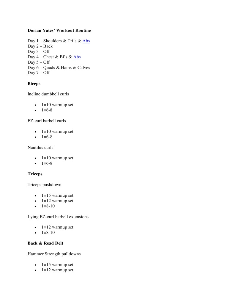 Dorian Yates Workout | PDF | Hobbies | Dance Science, image size:791x1023
