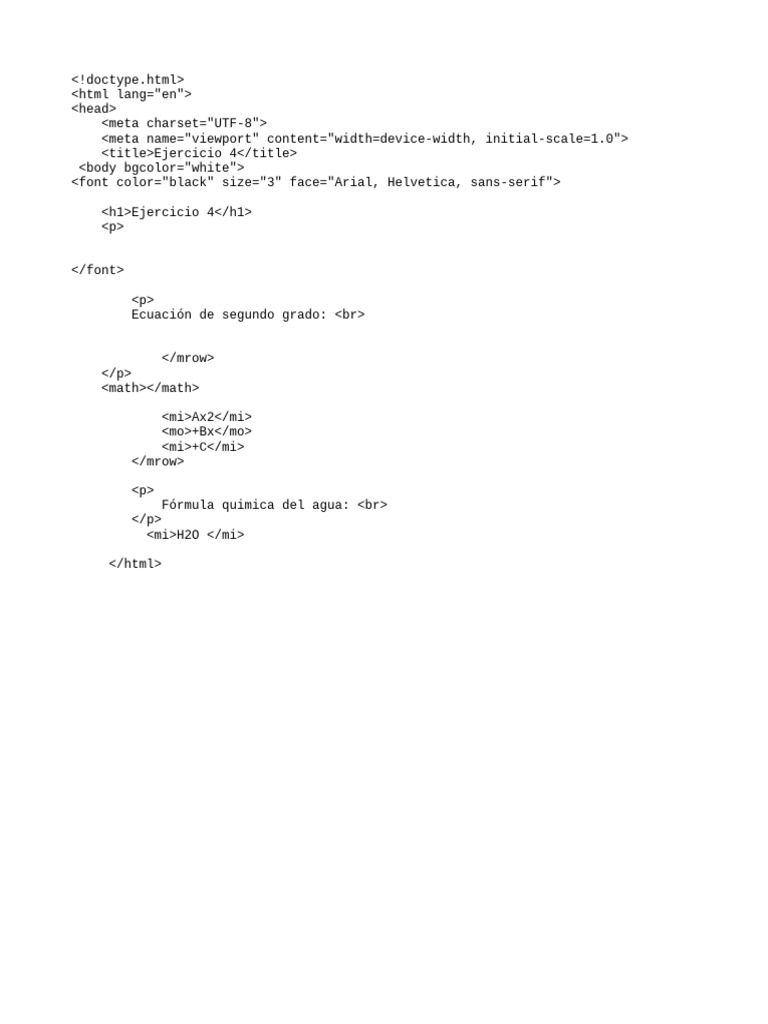 !Doctype.html Ejercicio 4 | PDF